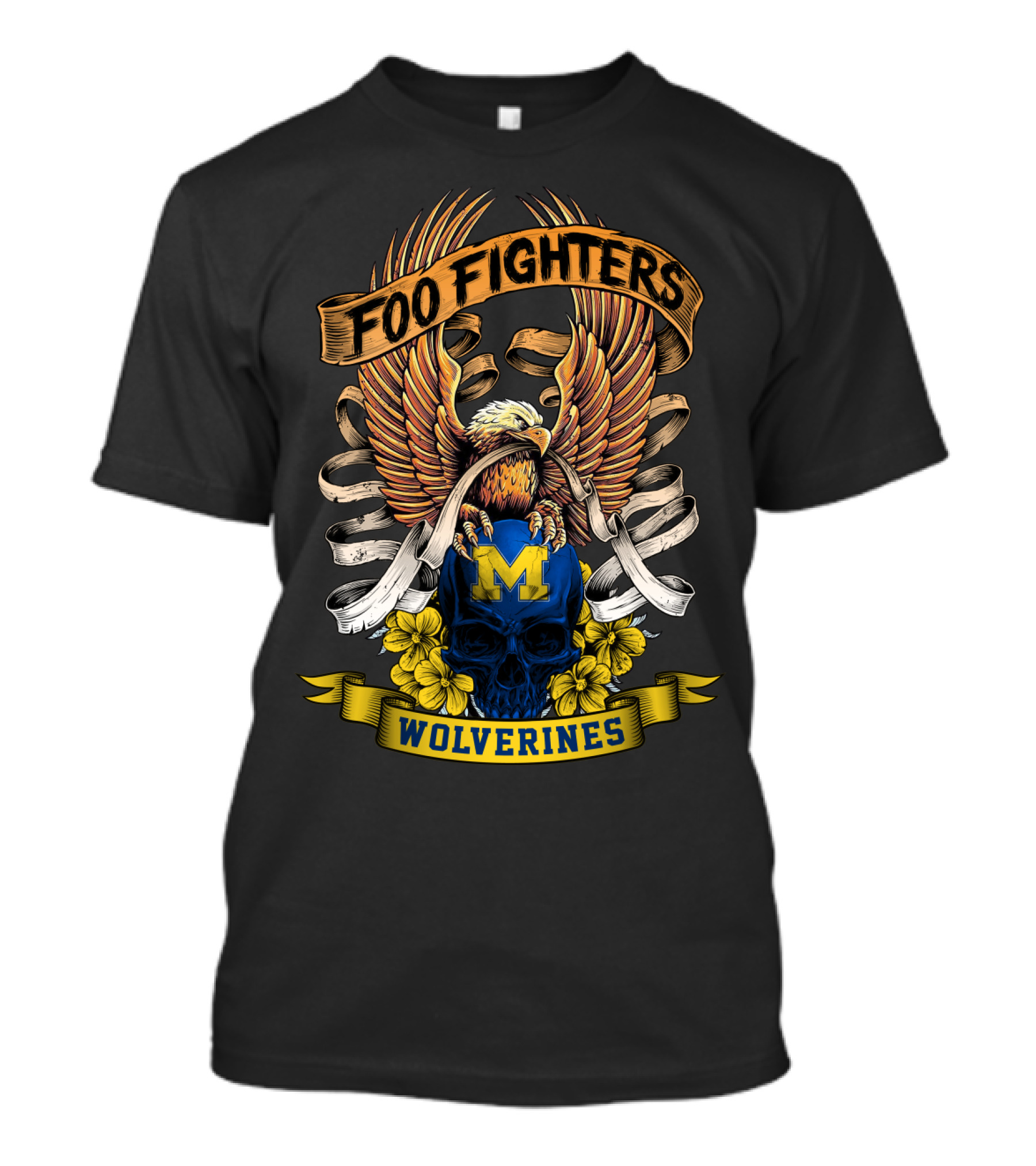 Foo Fighters Michigan Wolverines Eagle Skull T-Shirt