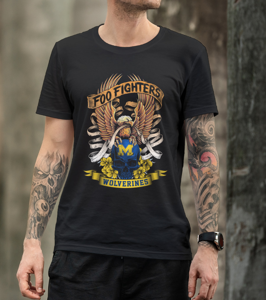 Foo Fighters Michigan Wolverines Eagle Skull T-Shirt