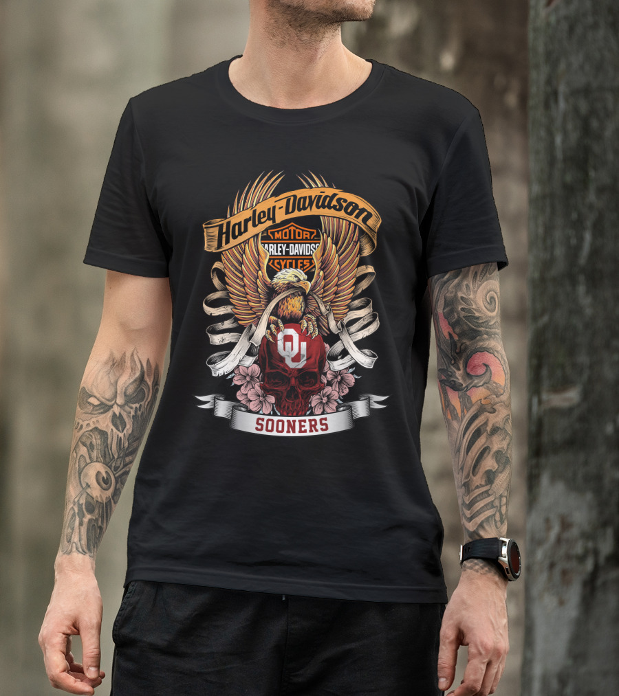 Harley Davidson Sooner Nation Oklahoma Sooners 49Hd Skull Eagle T-Shirt