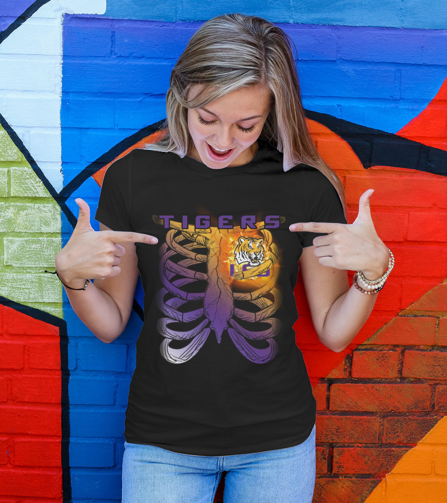 Tigers Ribcage Heart LSU Tigers T-Shirt