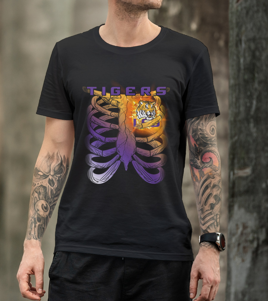 Tigers Ribcage Heart LSU Tigers T-Shirt