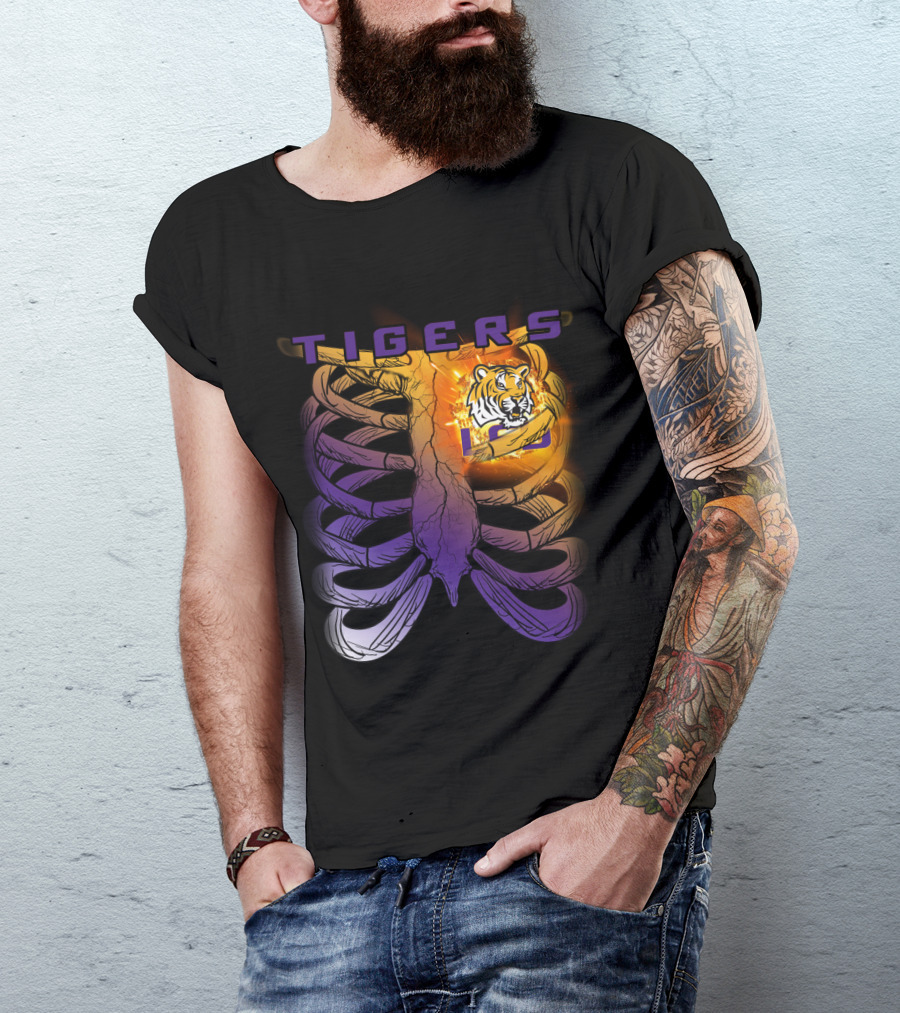 Tigers Ribcage Heart LSU Tigers T-Shirt