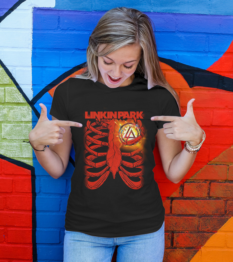 Linkin Park Burning Symbol Ribcage T-Shirt