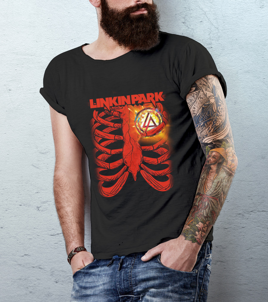 Linkin Park Burning Symbol Ribcage T-Shirt