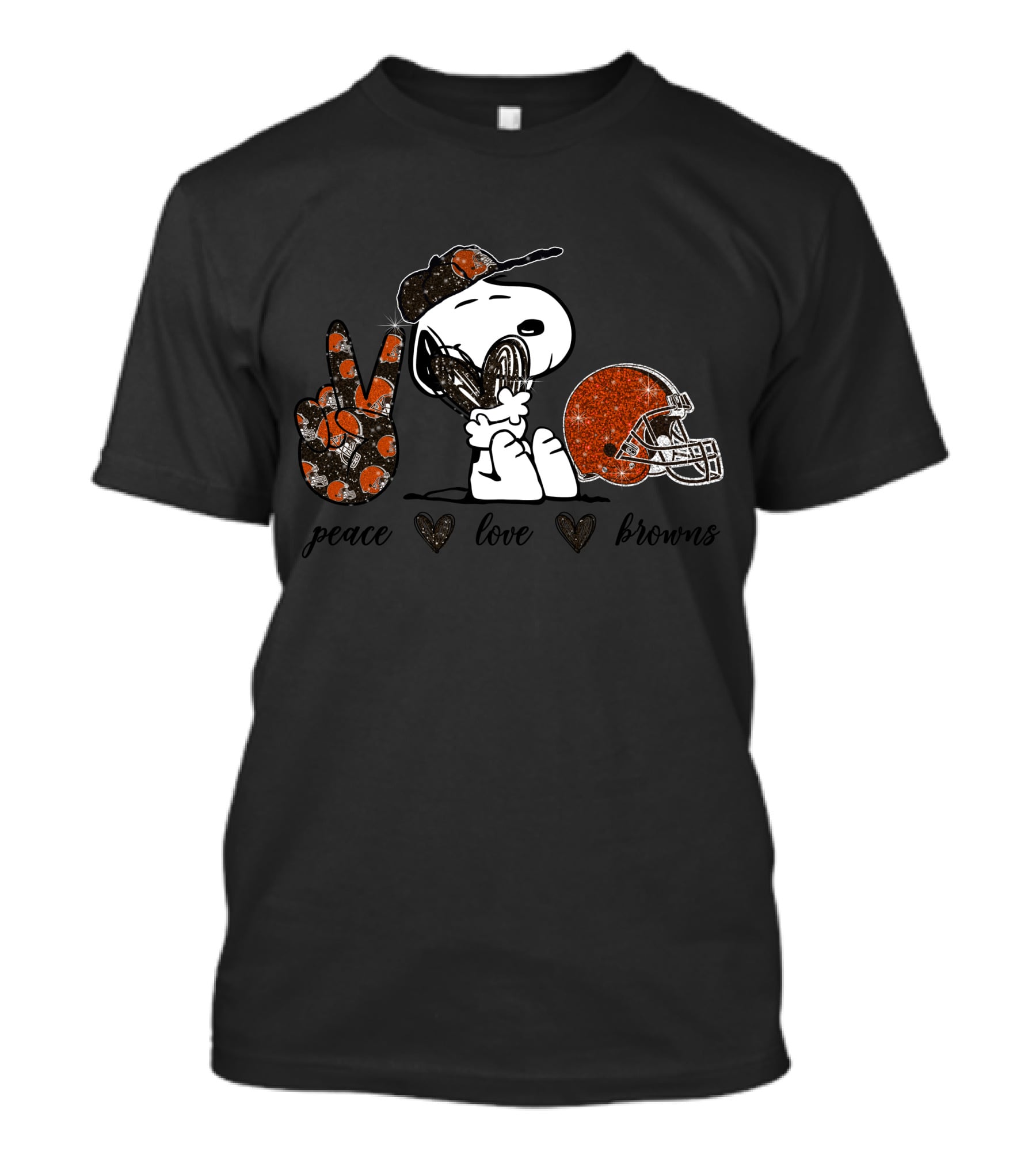 Peace Love Cleveland Browns Snoopy Football T-Shirt
