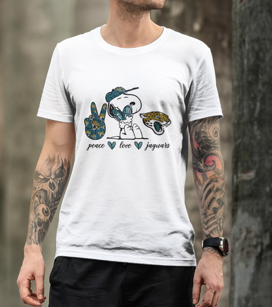 Peace Love Jacksonville Jaguars Snoopy T-Shirt