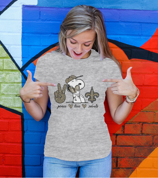Peace Love Snoopy Fleur-de-lis Saints T-Shirt