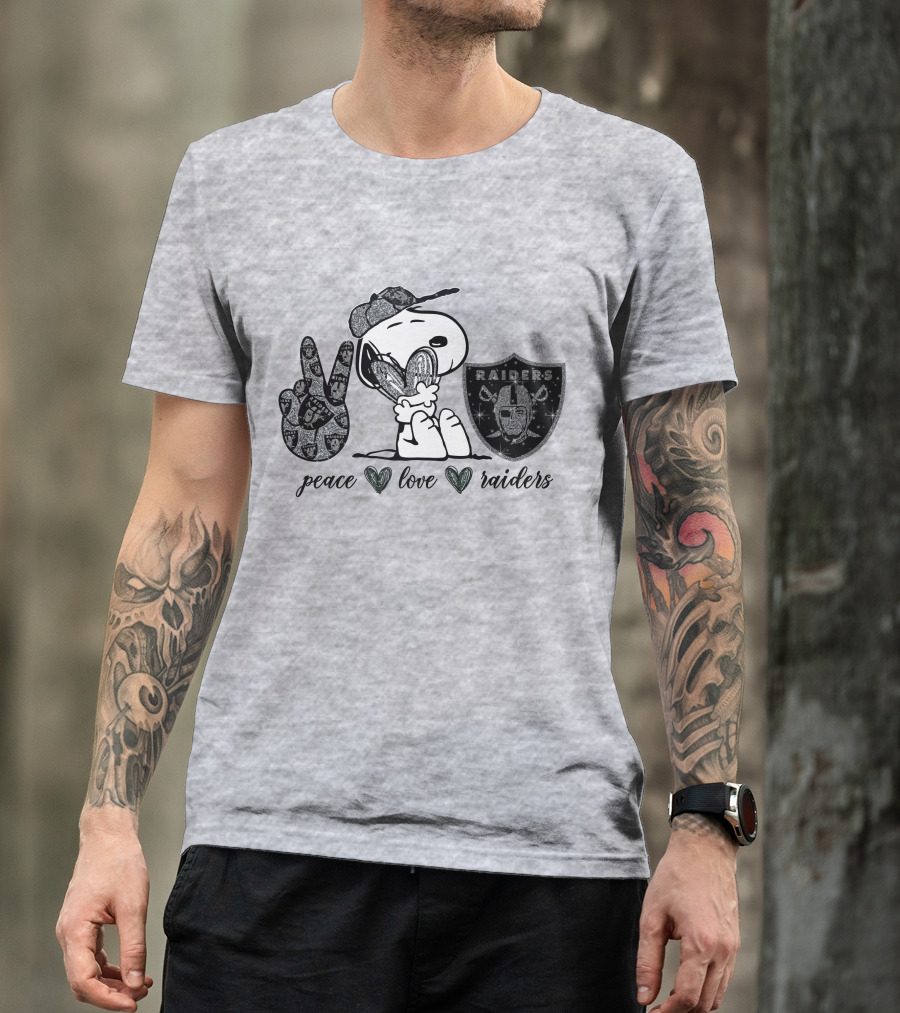 Peace Love Raiders Snoopy NFL Team T-Shirt