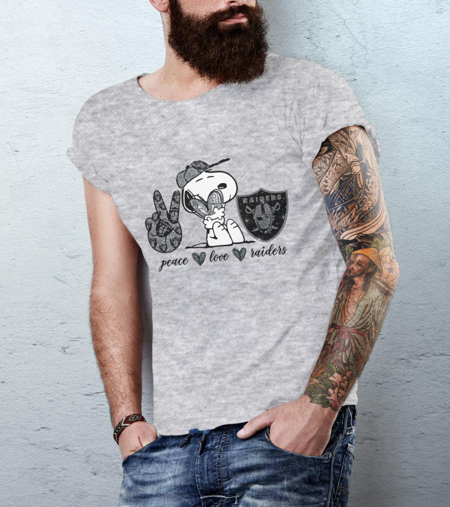 Peace Love Raiders Snoopy NFL Team T-Shirt
