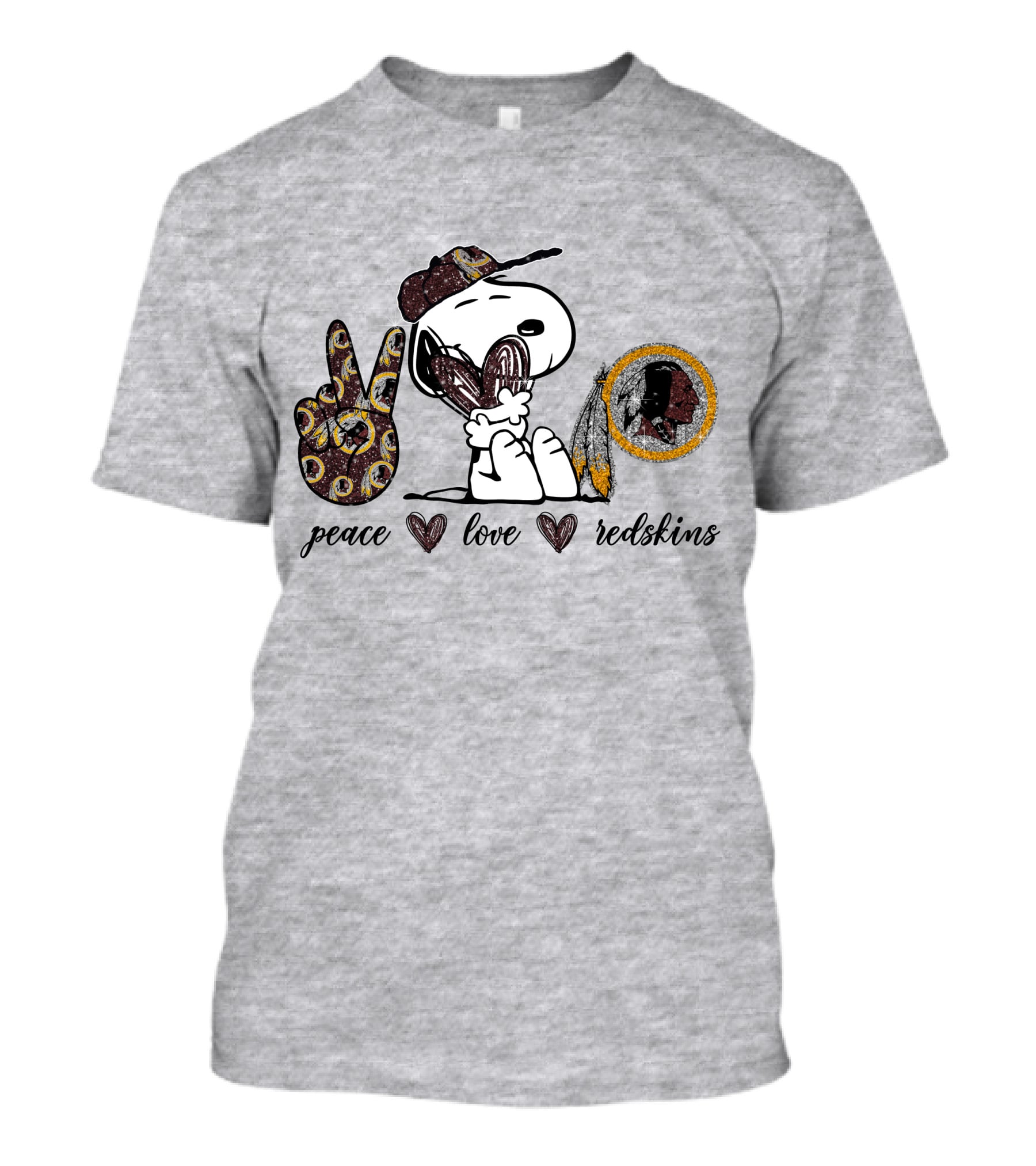 Peace Love Washington Redskins Snoopy Embrace T-Shirt