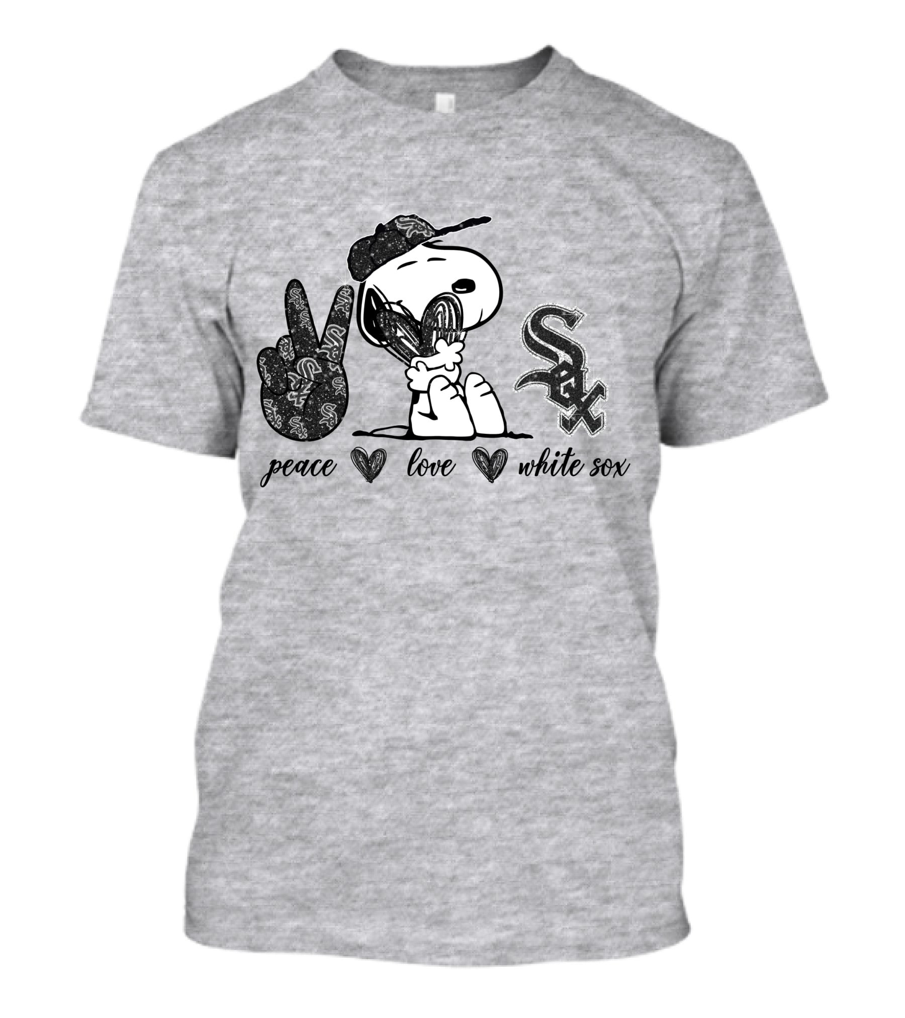 Peace Love Chicago White Sox Snoopy Baseball Fan T-Shirt