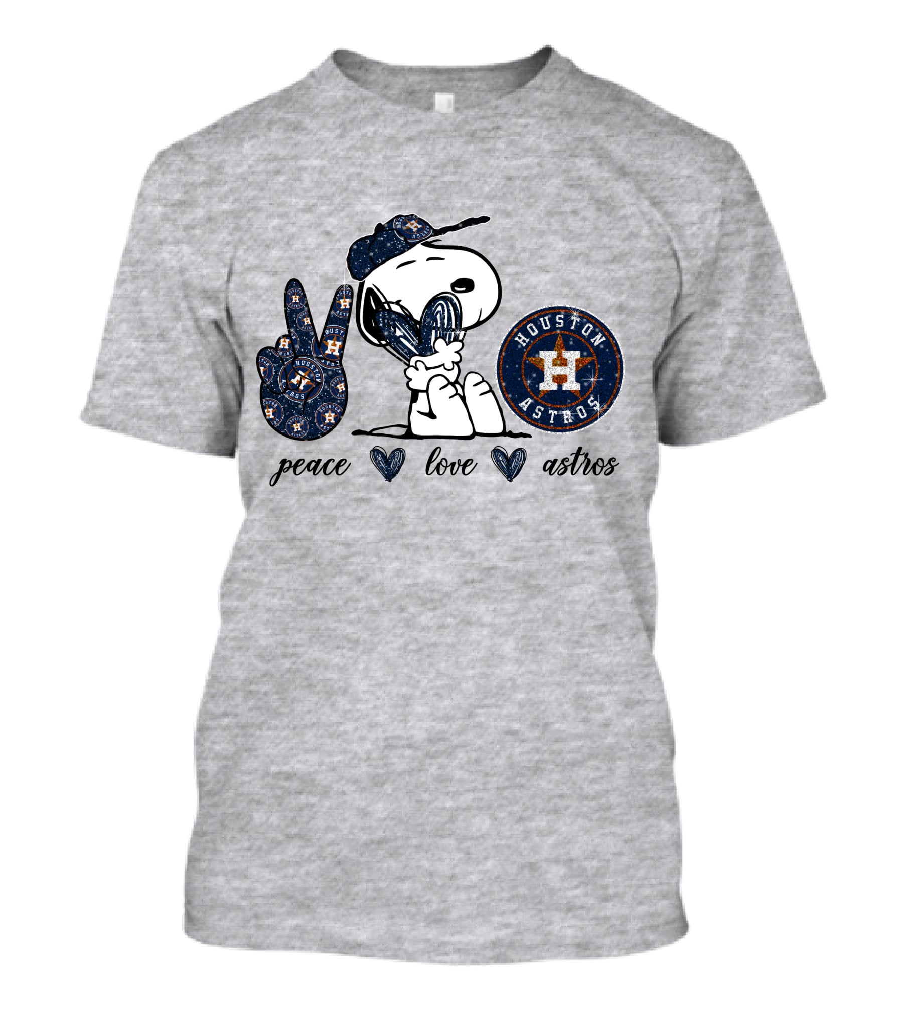 Peace Love Houston Astros Snoopy Vintage Baseball Fan T-Shirt
