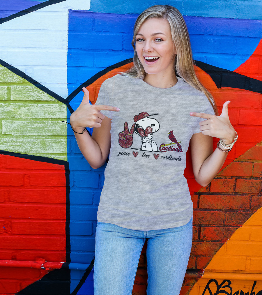 Peace Love Cardinals Snoopy St Louis Baseball T-Shirt