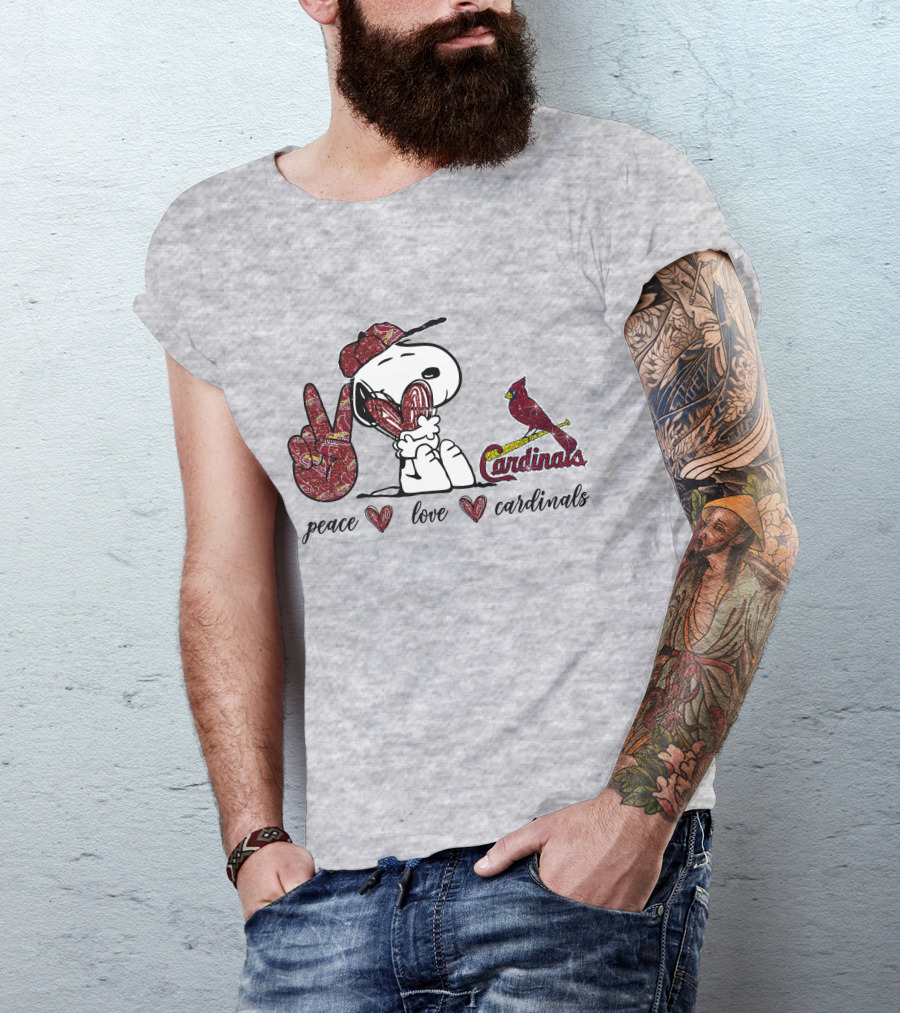 Peace Love Cardinals Snoopy St Louis Baseball T-Shirt