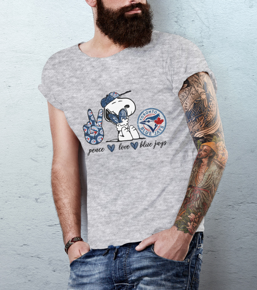 Peace Love Blue Jays Toronto Baseball Snoopy T-Shirt