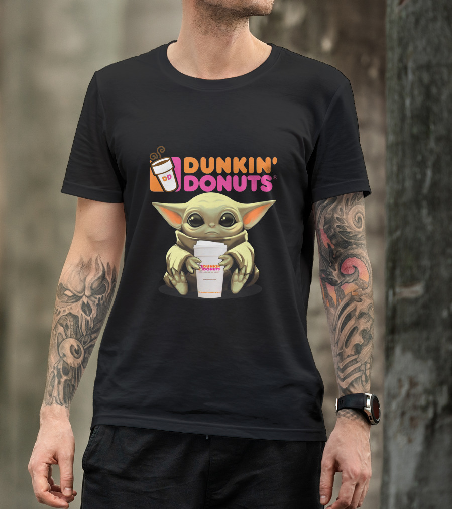 Dunkin Donuts Yoda Holding Coffee Cup T-Shirt