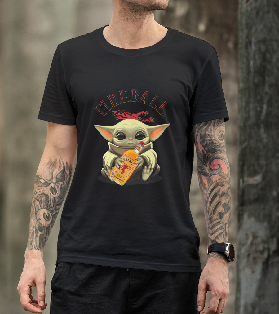 FIREBALL YODA BABY HOLDING FIREBALL WHISKY BOTTLE T-Shirt