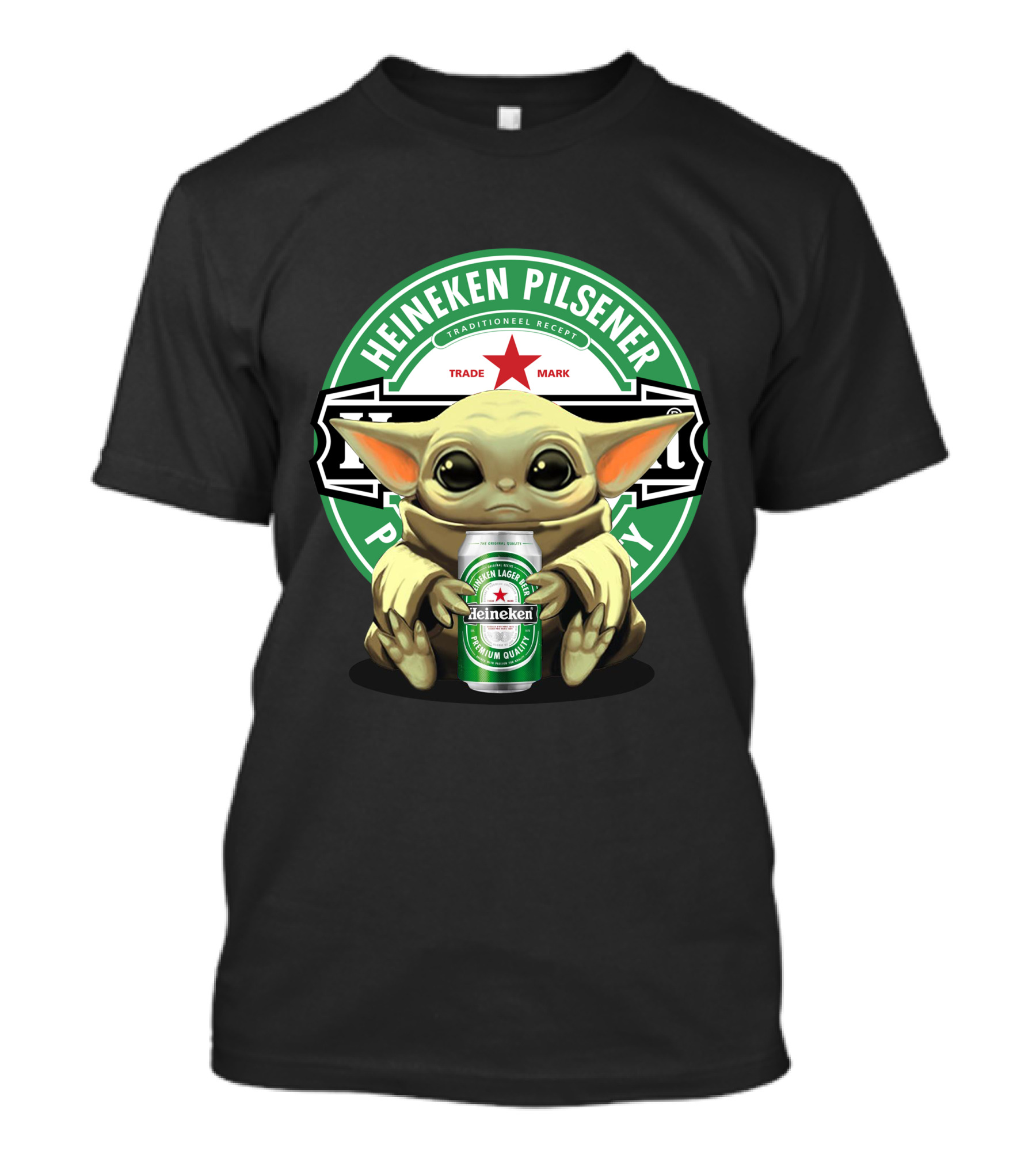Heineken Pilsener Baby Yoda Holding Heineken Lager Beer Can T-Shirt
