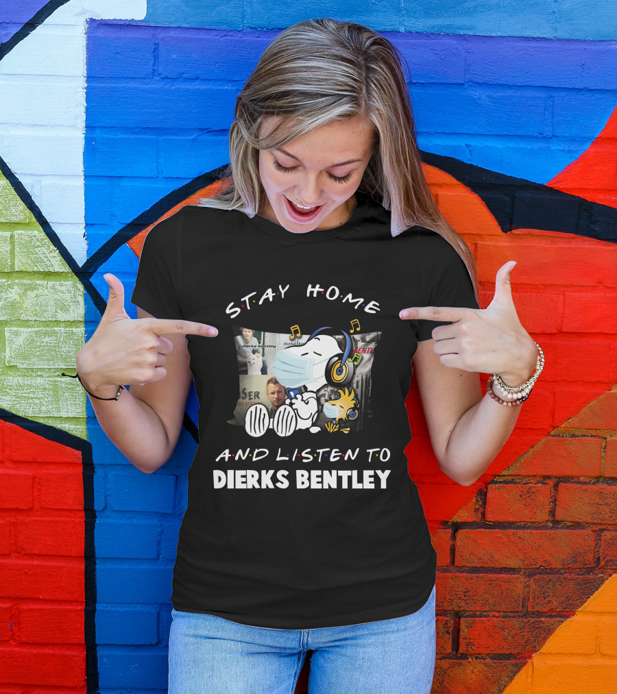 Stay Home And Listen To Dierks Bentley Snoopy Music Pillow T-Shirt