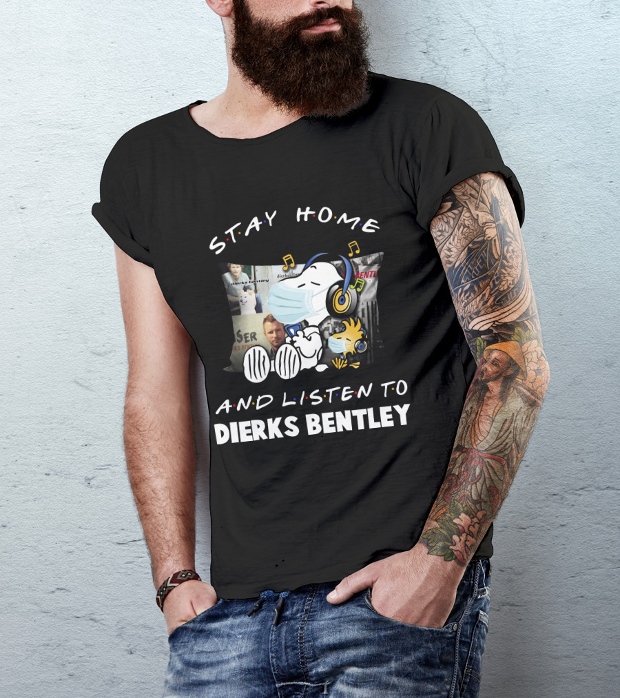 Stay Home And Listen To Dierks Bentley Snoopy Music Pillow T-Shirt