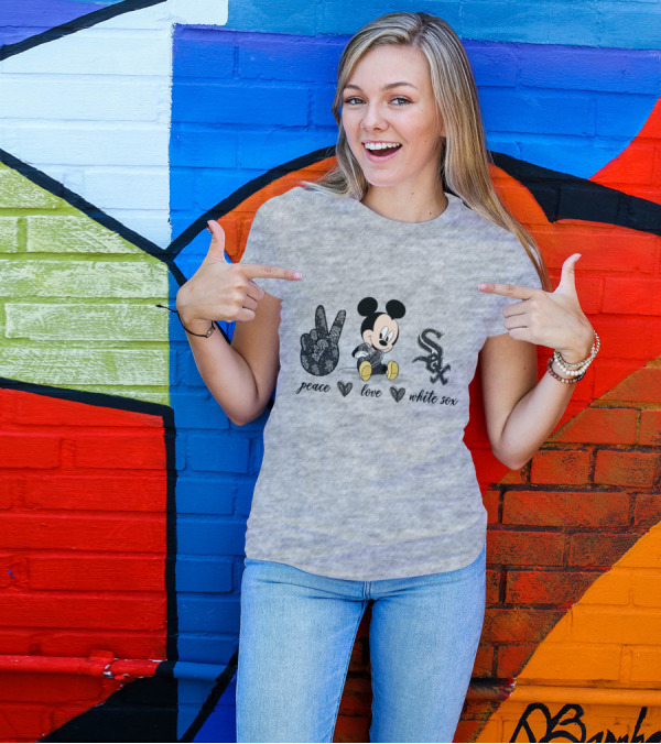 Peace Love Mickey Mouse Chicago White Sox T-Shirt