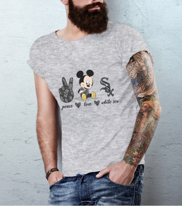 Peace Love Mickey Mouse Chicago White Sox T-Shirt