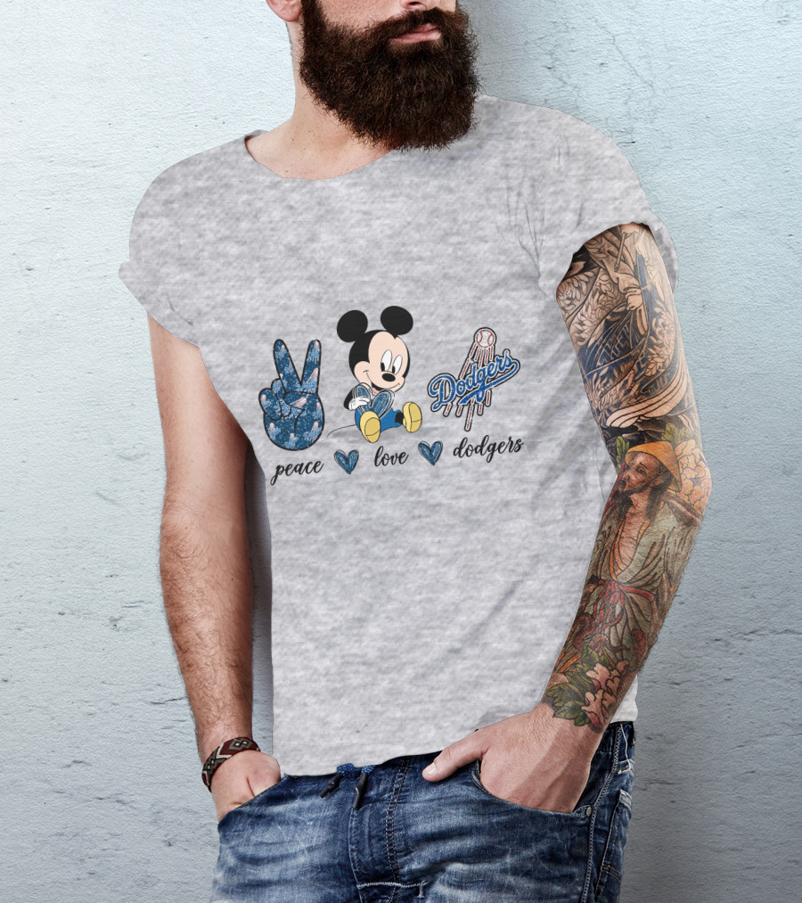 Peace Love Dodgers Mickey Mouse T-Shirt