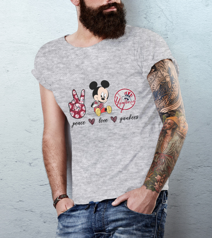 Peace Love Yankees Mickey Mouse T-Shirt
