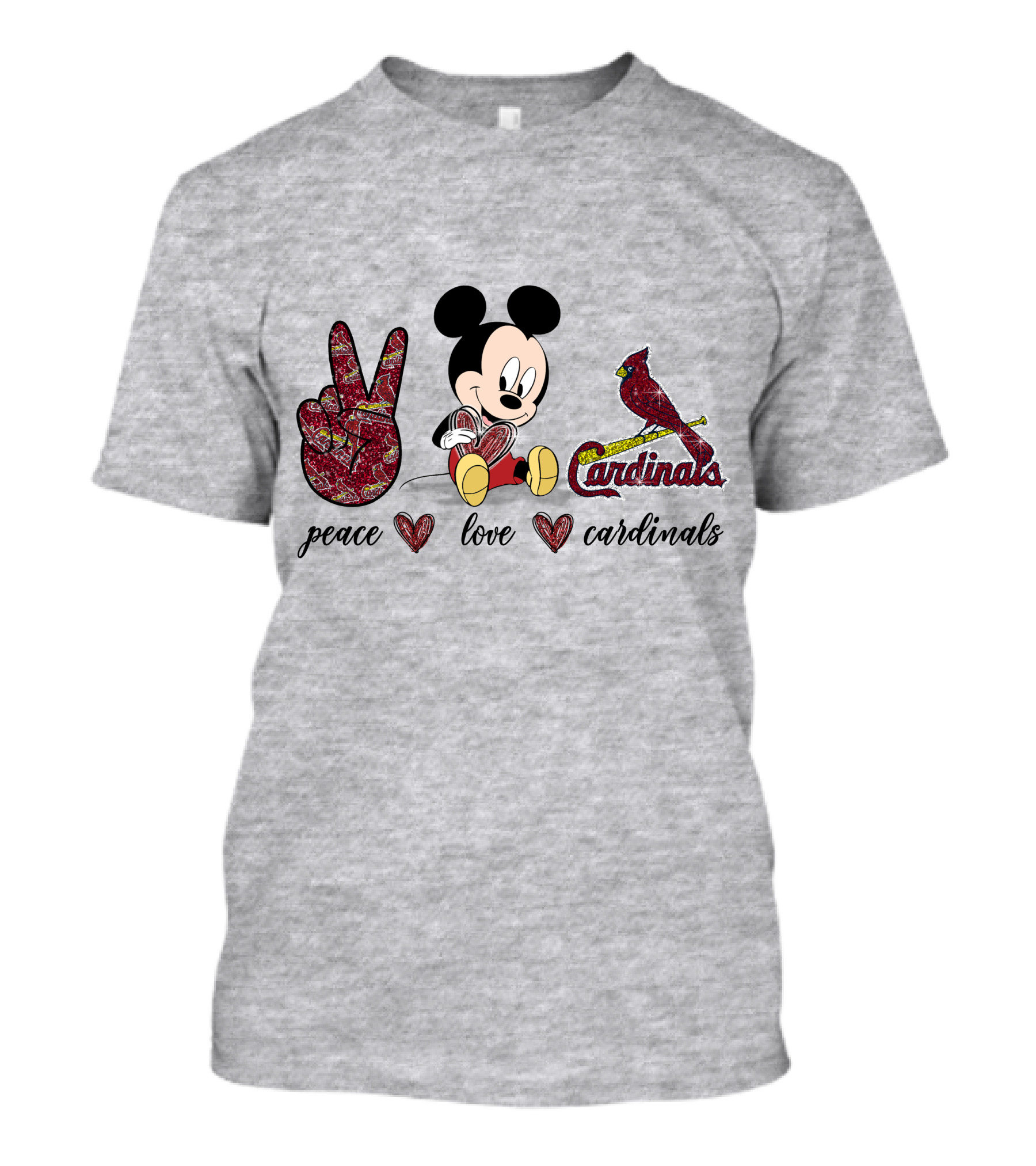 Peace Love Mickey Mouse St Louis Cardinals T-Shirt