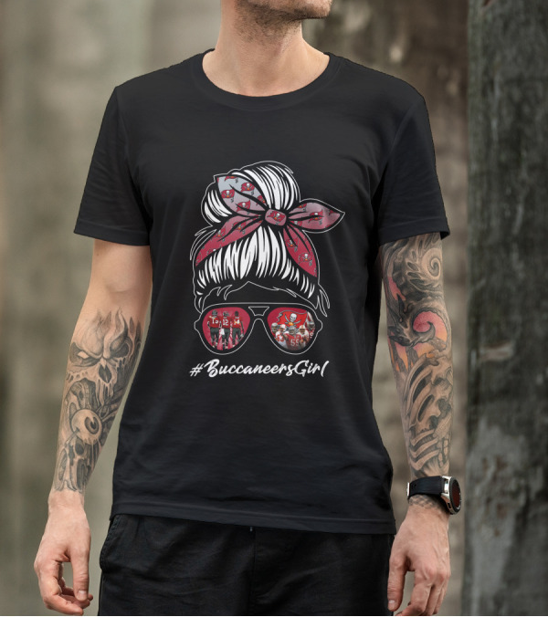 BuccaneersGirl NFL Fans With Bandana And Sunglasses T-Shirt