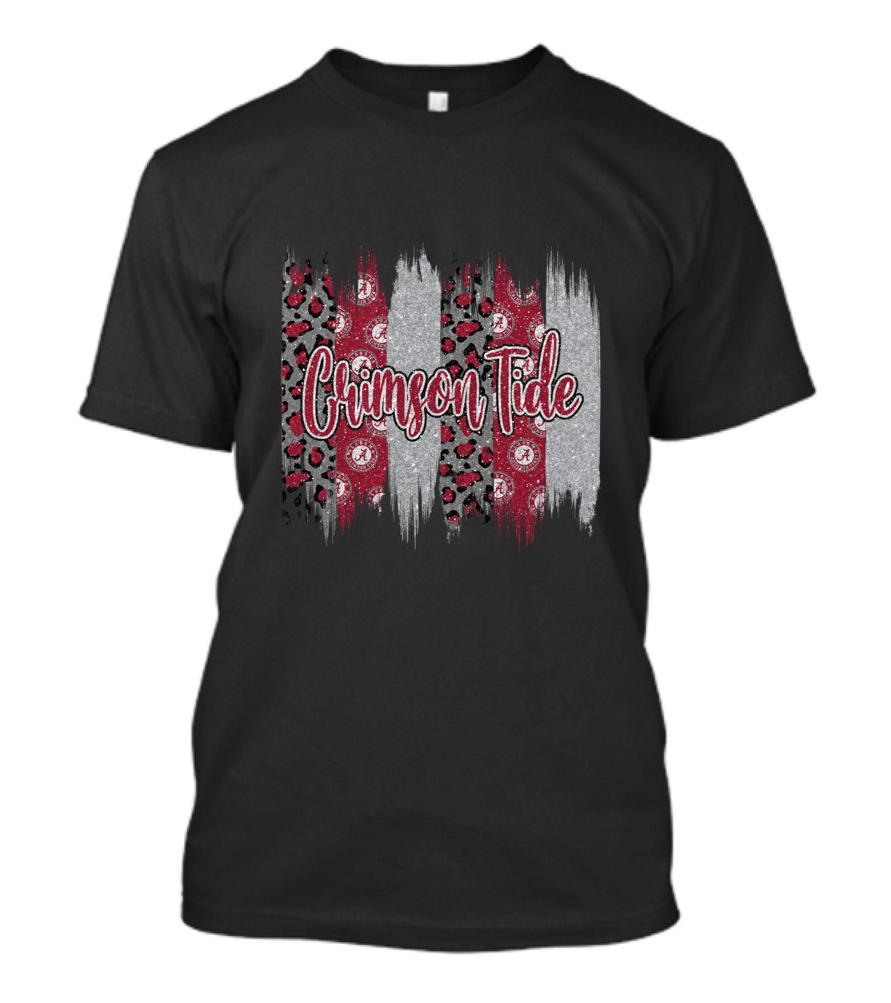 Alabama Crimson Tide Brushstroke Leopard Paisley Stripes T-Shirt