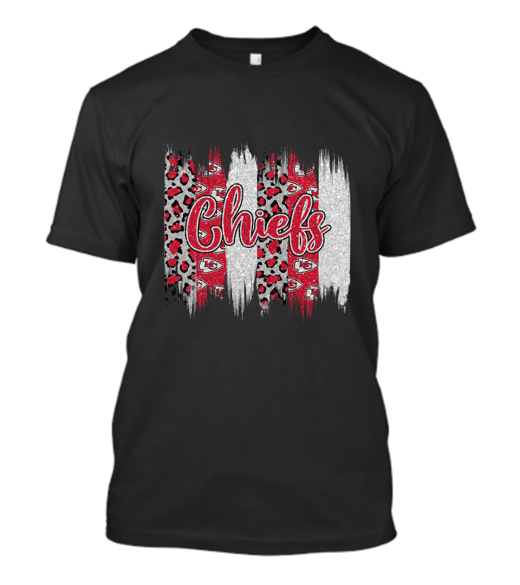 Chiefs Brushstroke Leopard Glitter T-Shirt