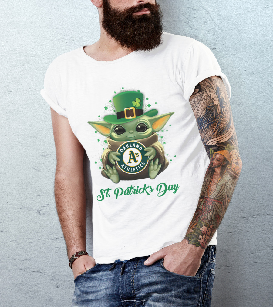 Oakland Athletics Baby Yoda St. Patrick's Day T-Shirt
