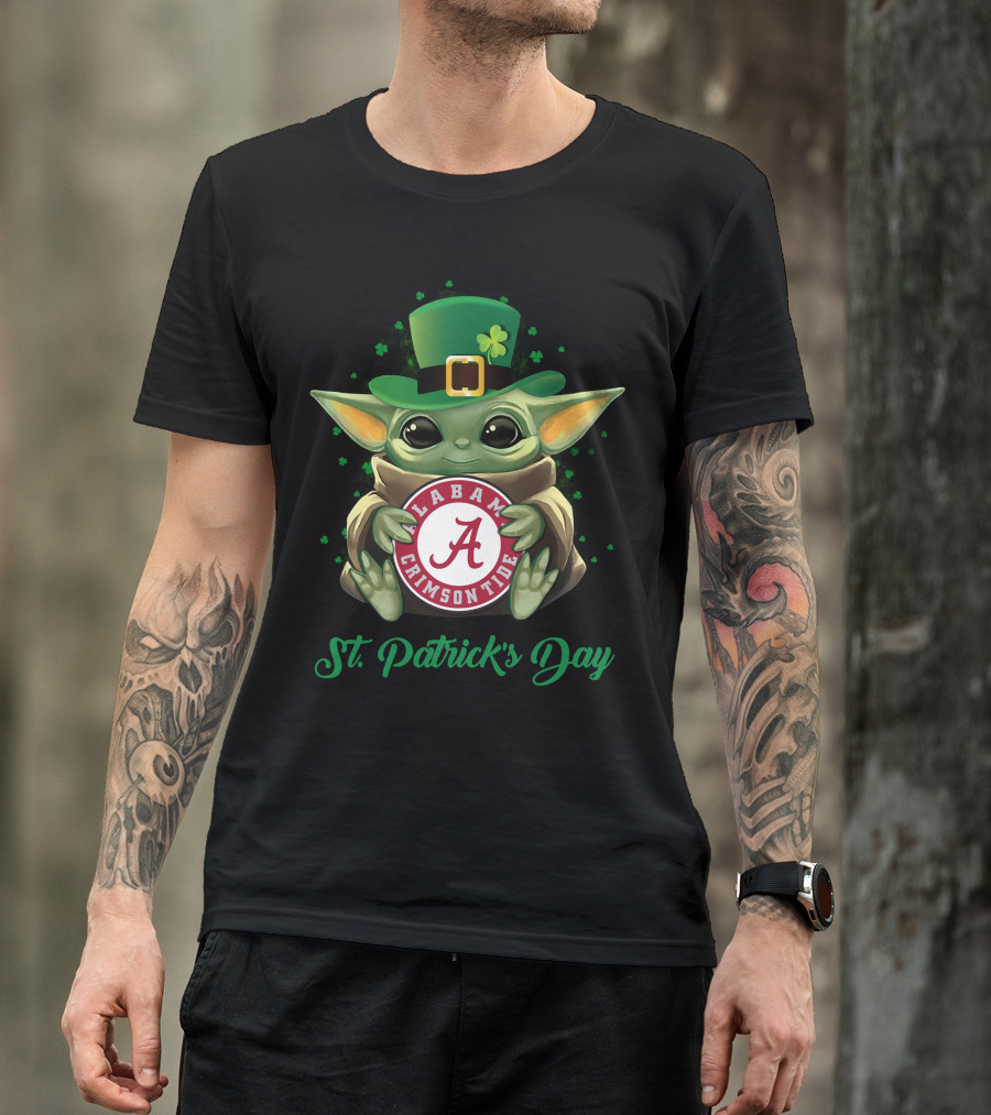 St. Patrick's Day Alabama Crimson Tide Baby Yoda T-Shirt