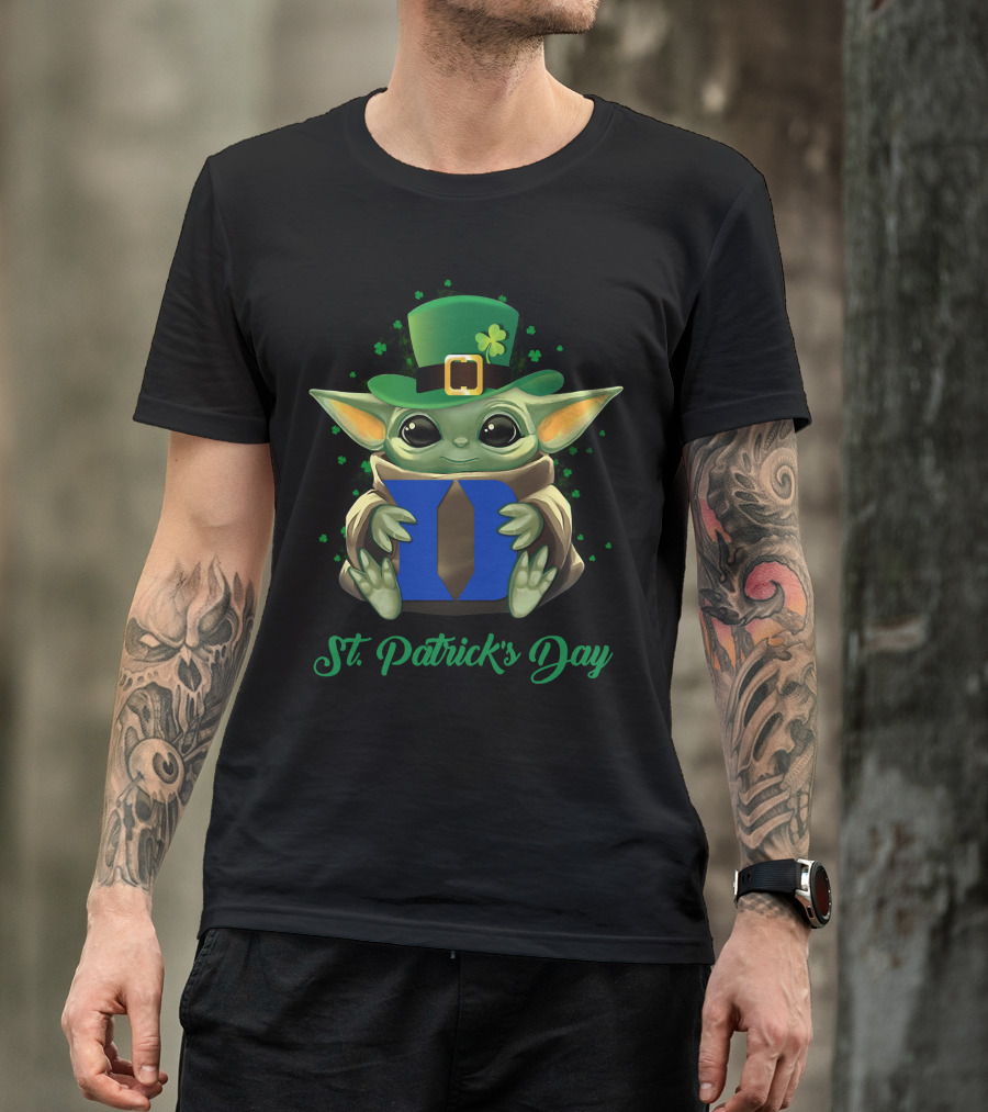 St. Patrick's Day Duke Blue Devils Baby Yoda T-Shirt
