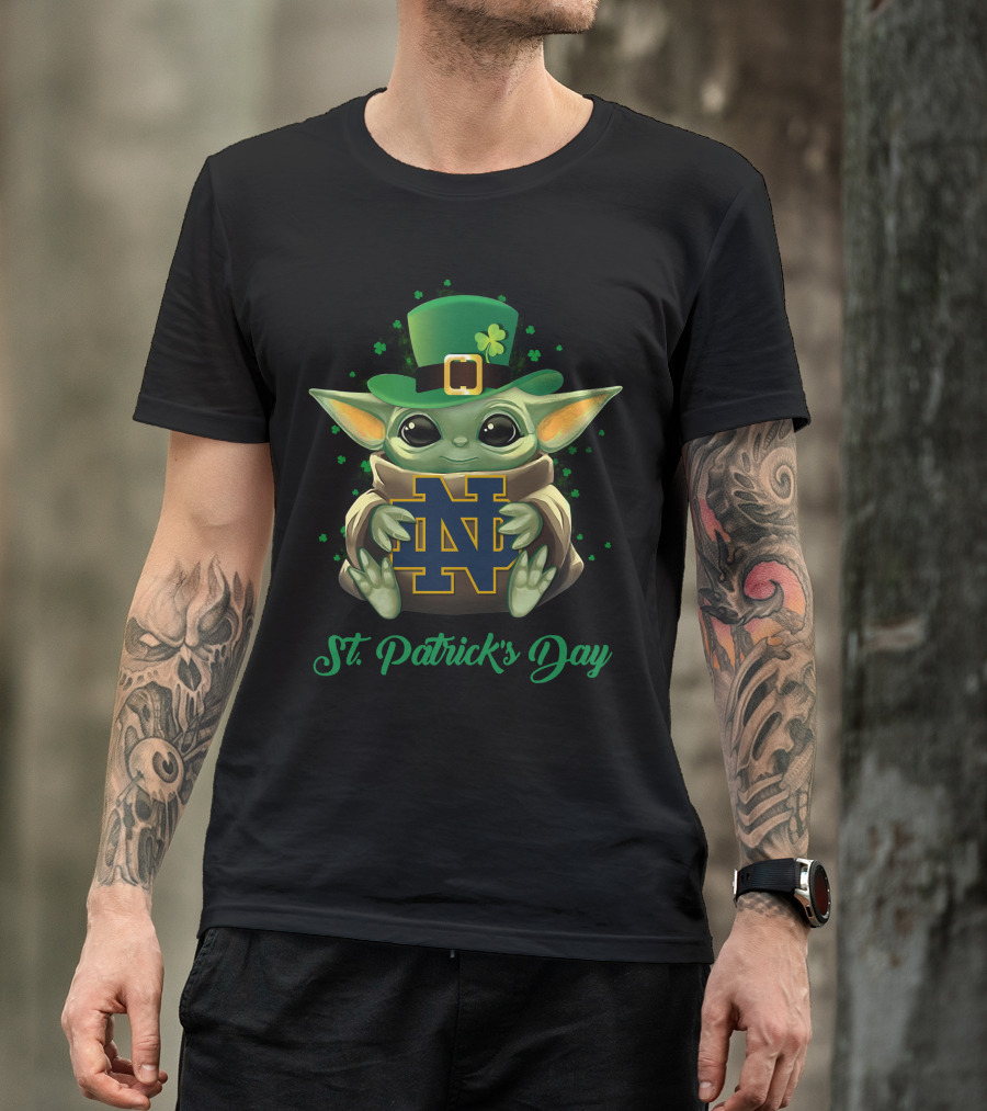 St. Patrick's Day Notre Dame Fighting Irish Baby Yoda T-Shirt