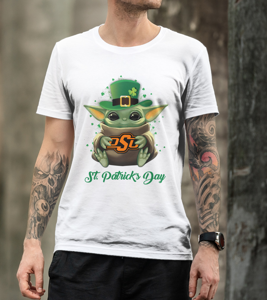Oklahoma State Cowboys Baby Yoda St. Patrick's Day T-Shirt