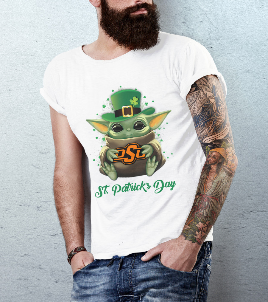 Oklahoma State Cowboys Baby Yoda St. Patrick's Day T-Shirt