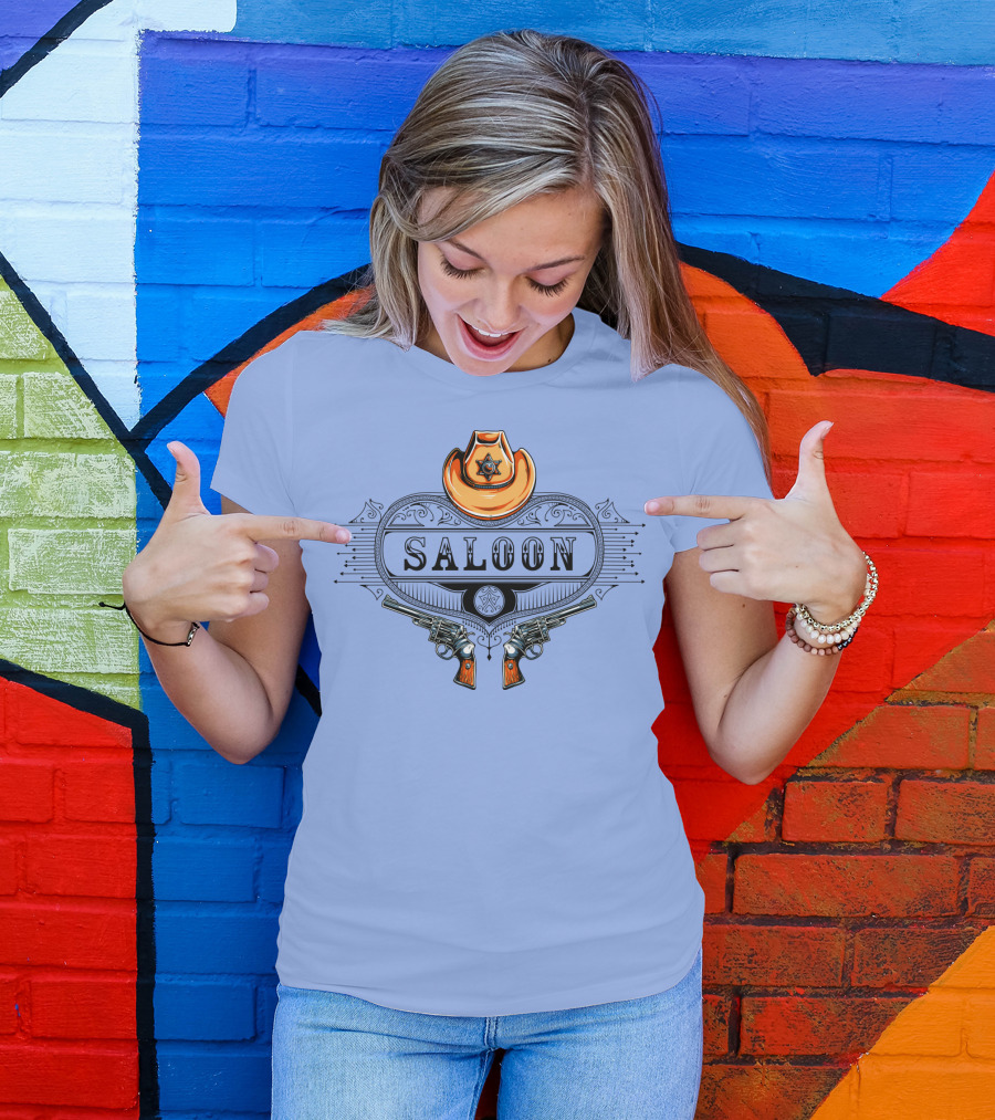Saloon Cowboy Hat And Revolvers Vintage Western T-Shirt