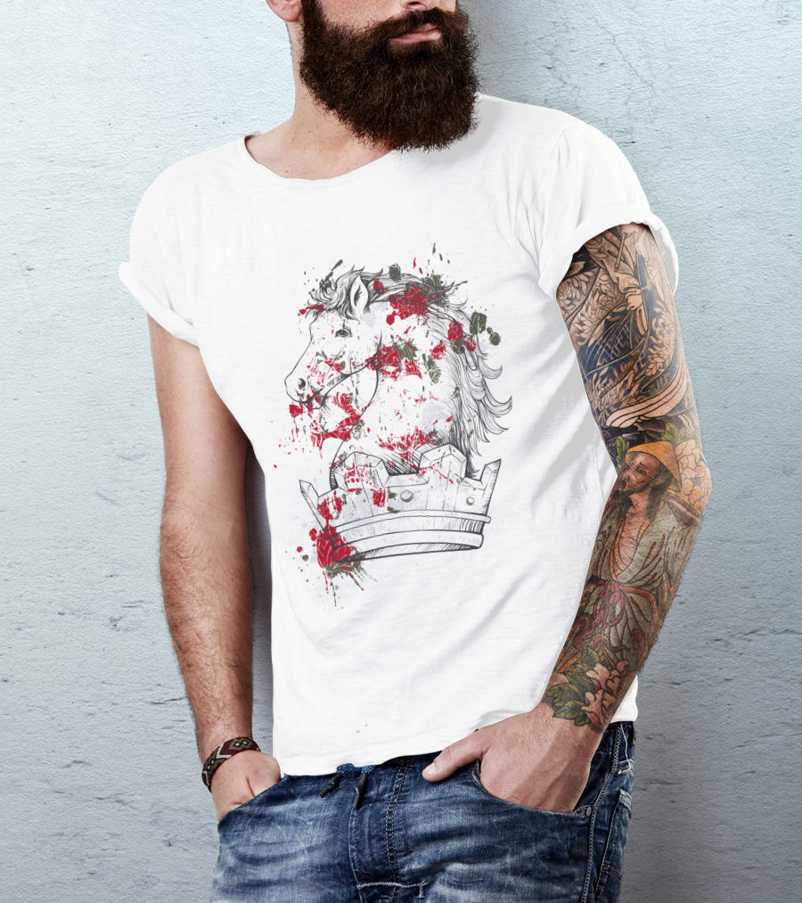 Horse Crown Art Blood Splatter T-Shirt