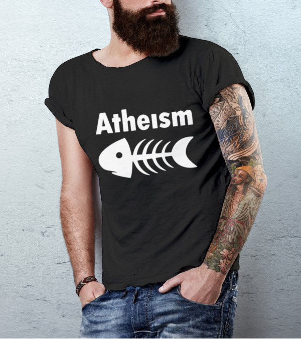 Atheism Fish Skeleton Mens Funny Atheist T-Shirt
