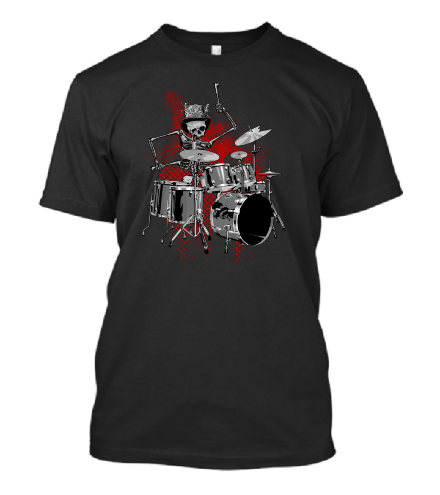 Skeleton Drummer With Top Hat And Drum Kit T-Shirt