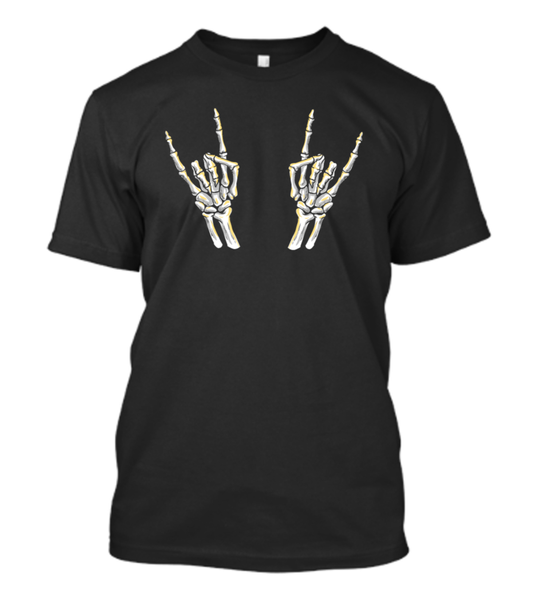 Skeleton Rock Hands Double Horns Gesture T-Shirt