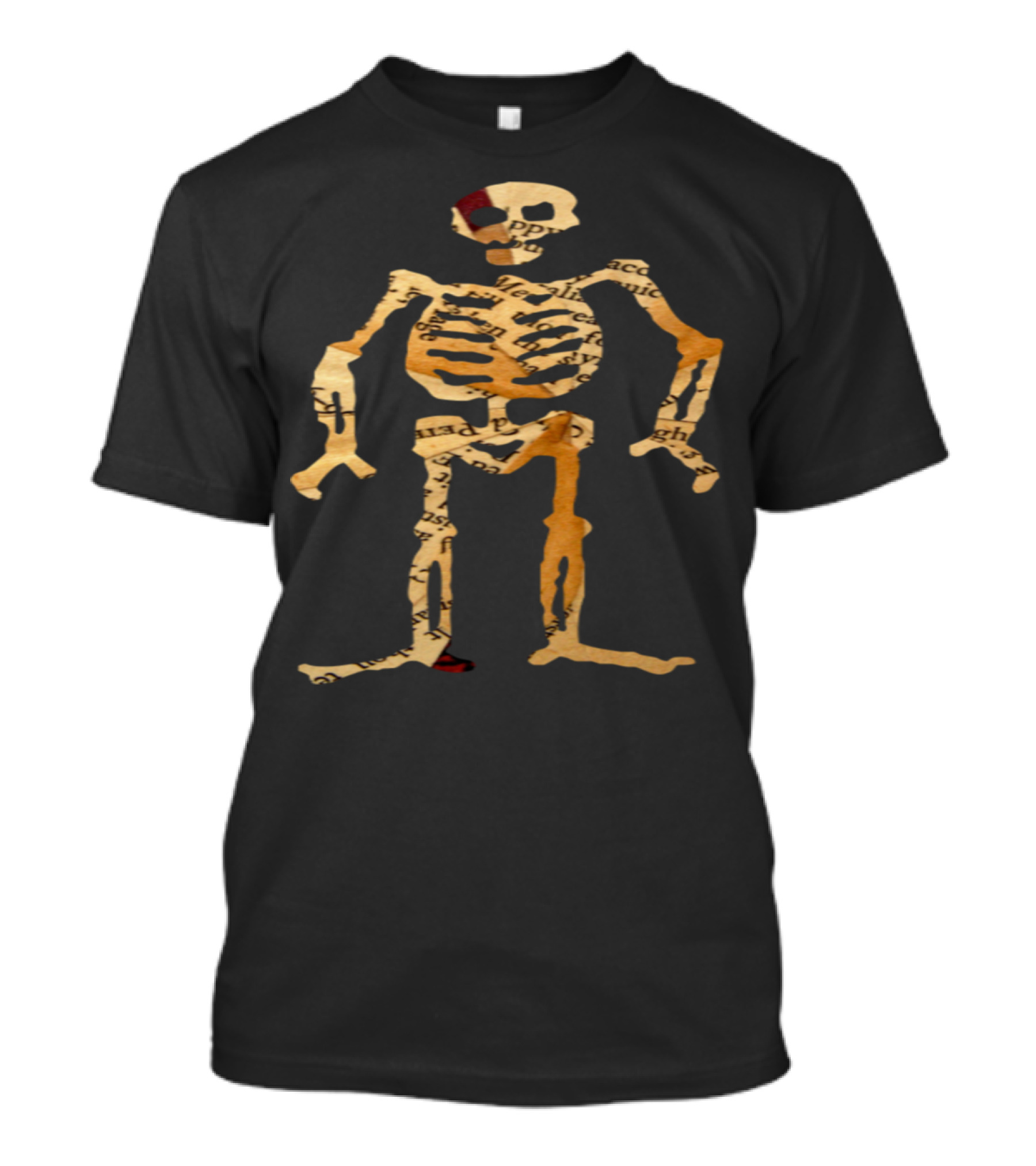 ArtTS Collage Skeleton Paper Cutout T-Shirt