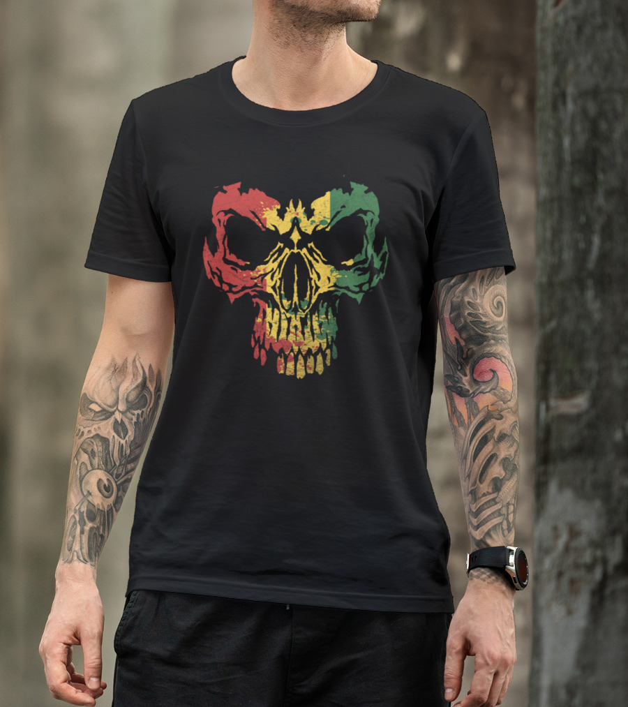 Skull Rasta Red Yellow Green Reggae Colors T-Shirt