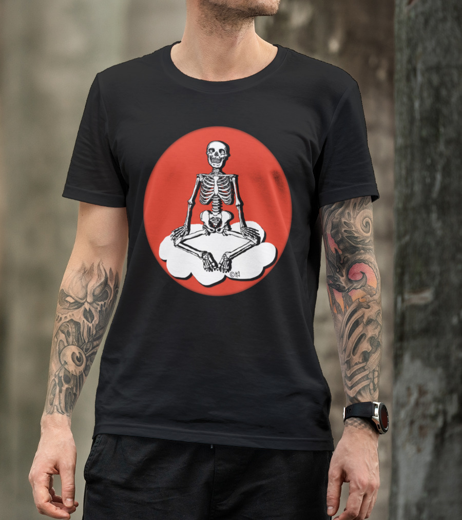 Skeleton Meditation Sitting Cross-Legged On Cloud T-Shirt