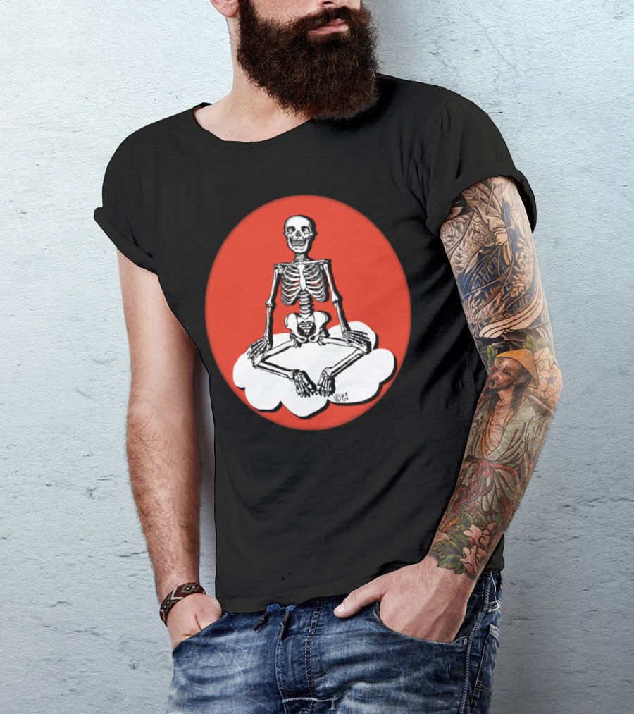 Skeleton Meditation Sitting Cross-Legged On Cloud T-Shirt