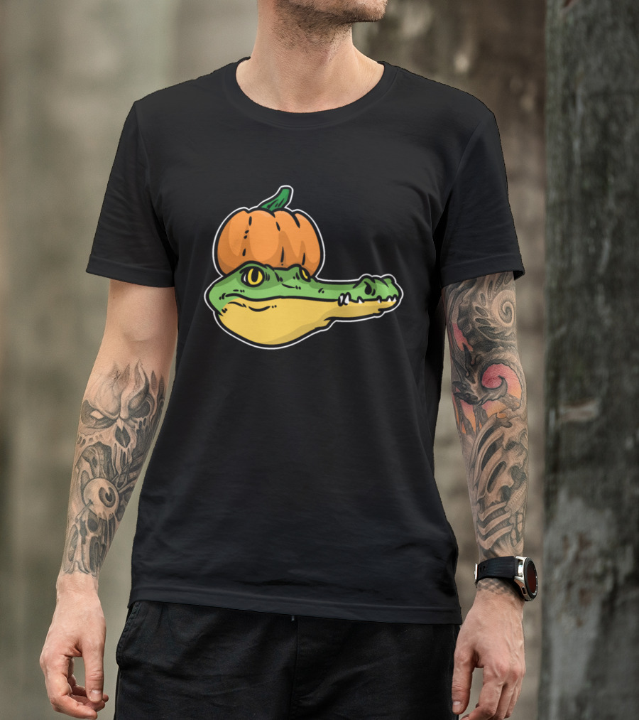 Witch Broom Horror Costume Witches Pumpkin Alligator Head T-Shirt