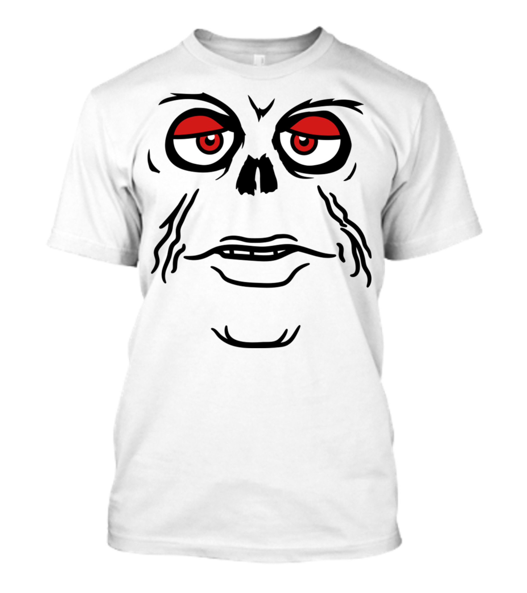 Unhappy Monster Face Sad Eyes Mouth Skeleton Zombi T-Shirt