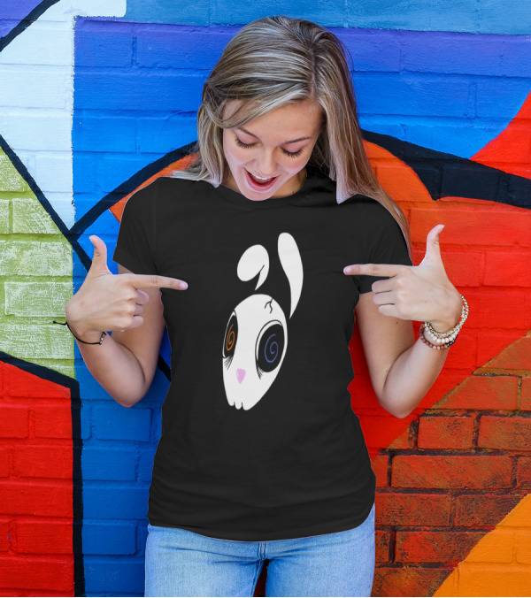 Skull Bunny Spiral Eyes White Head T-Shirt